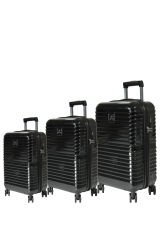 Nippon 1811 Nomad PC - Büyük + Orta + Kabin Boy Valiz / Bavul Seti - Siyah