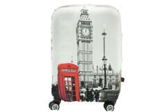 (My#22 Londra) VALİZ İÇİN KILIF Gri - Büyük Boy