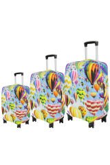 (My#96 KAPADOKYA 7) VALİZLER İÇİN KILIF SETİ (KABİN ORTA VE BÜYÜK)