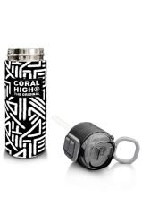 Coral Hıgh Çelik Matara Siyah-Beyaz Geometrik