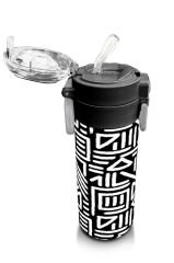 Coral Hıgh Çelik Matara Siyah-Beyaz Geometrik