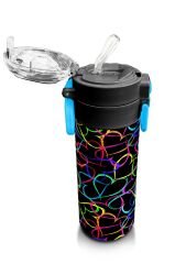 Coral Hıgh Çelik Matara Çok Renkli Kalp Dese