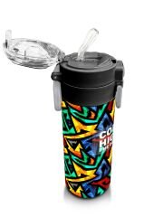 Coral Hıgh Çelik Matara Siyah Grafiti