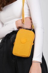 M 226 Mega Bag Krinkıl Kumaş Unisex Küçük Omuz Çantası, Telefonluk Sarı