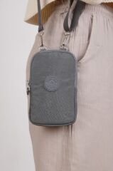 M 226 Mega Bag Krinkıl Kumaş Unisex Küçük Omuz Çantası, Telefonluk Gri
