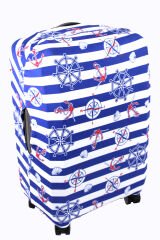 (My#107 Denizci) VALİZ İÇİN KILIF Orta Boy - Lacivert-Beyaz
