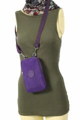 M 226 Mega Bag Krinkıl Kumaş Unisex Küçük Omuz Çantası, Telefonluk Mor