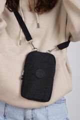 M 226 Mega Bag Krinkıl Kumaş Unisex Küçük Omuz Çantası, Telefonluk Siyah