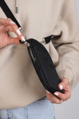 M 226 Mega Bag Krinkıl Kumaş Unisex Küçük Omuz Çantası, Telefonluk Siyah
