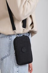M 226 Mega Bag Krinkıl Kumaş Unisex Küçük Omuz Çantası, Telefonluk Siyah