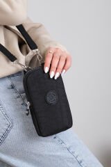 M 226 Mega Bag Krinkıl Kumaş Unisex Küçük Omuz Çantası, Telefonluk Siyah