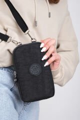 M 226 Mega Bag Krinkıl Kumaş Unisex Küçük Omuz Çantası, Telefonluk Siyah