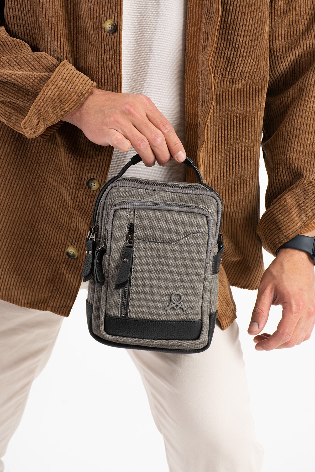 M 422 Mega Bag Erkek Portföy Omuz Çantası Gri-Siyah