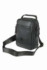 M 426 Mega Bag Suni Deri Bodybag Omuz Çantası Siyah