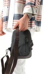 M 416 Mega Bag Kanvas Bodybag Omuz Çantası Siyah-Kahve