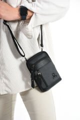 M 420 Mega Bag Çok Gözlü Küçük Günlük Omuz / Çapraz Çanta Siyah-Siyah