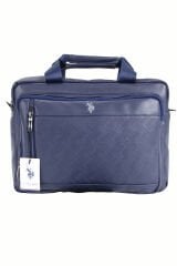 Plevr 23637 Us Polo Assn Suni Deri, Omuz Askılı, Kulplu Evrak Çantası Lacivert