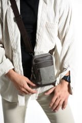 M 420 Mega Bag Çok Gözlü Küçük Günlük Omuz / Çapraz Çanta Gri-Kahve