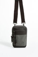 M 420 Mega Bag Çok Gözlü Küçük Günlük Omuz / Çapraz Çanta Gri-Kahve