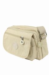 Mega Bag 215  Krinkıl Kumaş Kadın Çapraz Çanta Krem