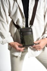 M 420 Mega Bag Çok Gözlü Küçük Günlük Omuz / Çapraz Çanta Yeşil-Kahve