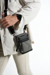 M 420 Mega Bag Çok Gözlü Küçük Günlük Omuz / Çapraz Çanta Gri-Siyah