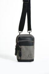 M 420 Mega Bag Çok Gözlü Küçük Günlük Omuz / Çapraz Çanta Gri-Siyah