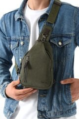 M 708 Mega Bag Kanvas Body Bag / Omuz Çantası Yeşil-Kahve