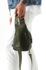 M 708 Mega Bag Kanvas Body Bag / Omuz Çantası Yeşil-Kahve