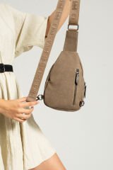 M 708 Mega Bag Kanvas Body Bag / Omuz Çantası Camel-Kahve