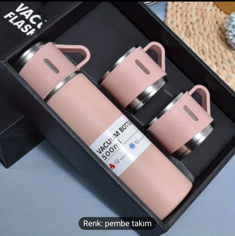 321 ÇELİK TERMOS 500ML 8139 3'LÜ SET Pembe