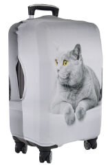 (My#77 Gri Kedi) VALİZ İÇİN KILIF