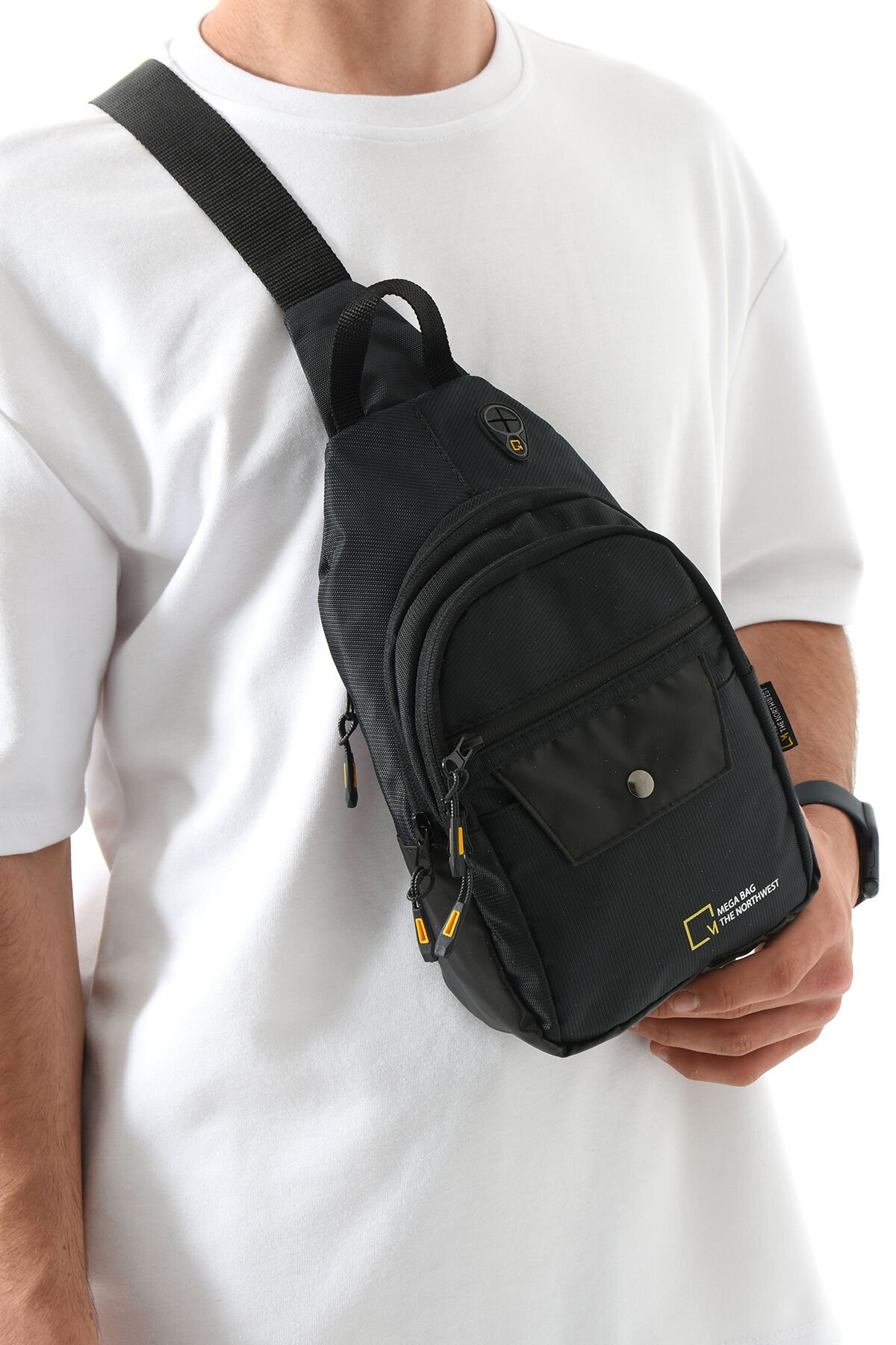 M 1034 Mega Bag Unisex Göğüs Çapraz Çanta, Body Bag Siyah