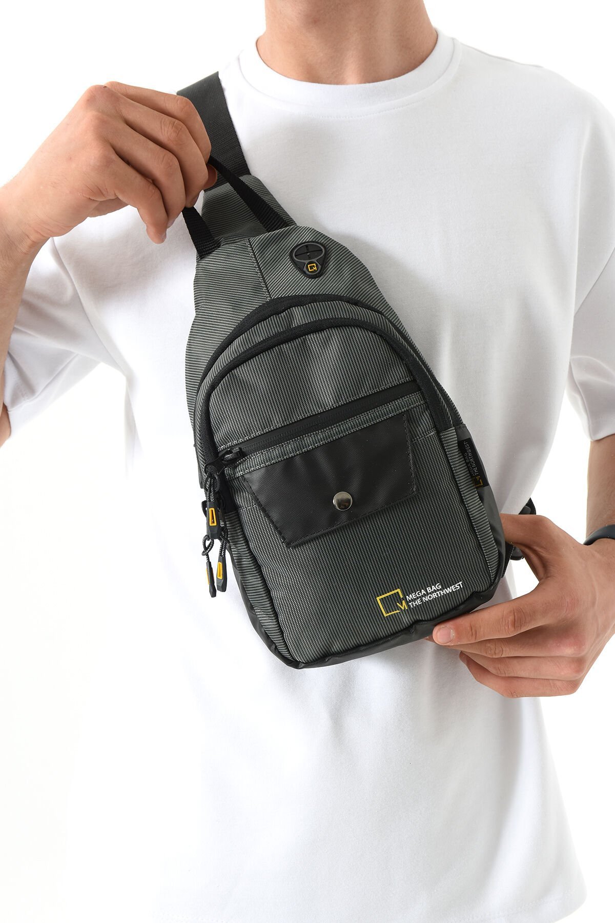 M 1034 Mega Bag Unisex Göğüs Çapraz Çanta, Body Bag Gri