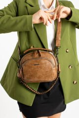 M 722 Mega Bag Kadın Suni Deri Omuz Çantası Vizon