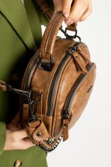 M 722 Mega Bag Kadın Suni Deri Omuz Çantası Vizon