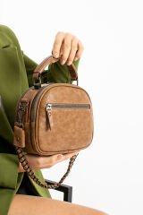 M 722 Mega Bag Kadın Suni Deri Omuz Çantası Vizon