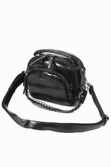 M 722 Mega Bag Kadın Suni Deri Omuz Çantası Rugan Siyah