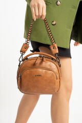 M 722 Mega Bag Kadın Suni Deri Omuz Çantası Camel