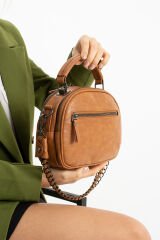 M 722 Mega Bag Kadın Suni Deri Omuz Çantası Camel