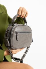 M 722 Mega Bag Kadın Suni Deri Omuz Çantası Gri