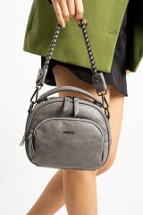 M 722 Mega Bag Kadın Suni Deri Omuz Çantası Gri