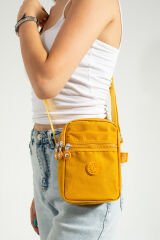 M 227 Mega Bag Krinkıl Kumaş Unisex Küçük Omuz Çantası, Telefonluk Sarı