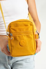 M 227 Mega Bag Krinkıl Kumaş Unisex Küçük Omuz Çantası, Telefonluk Sarı