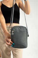 M 227 Mega Bag Krinkıl Kumaş Unisex Küçük Omuz Çantası, Telefonluk Gri