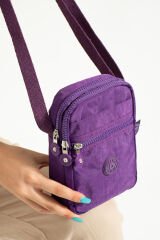M 227 Mega Bag Krinkıl Kumaş Unisex Küçük Omuz Çantası, Telefonluk Mor