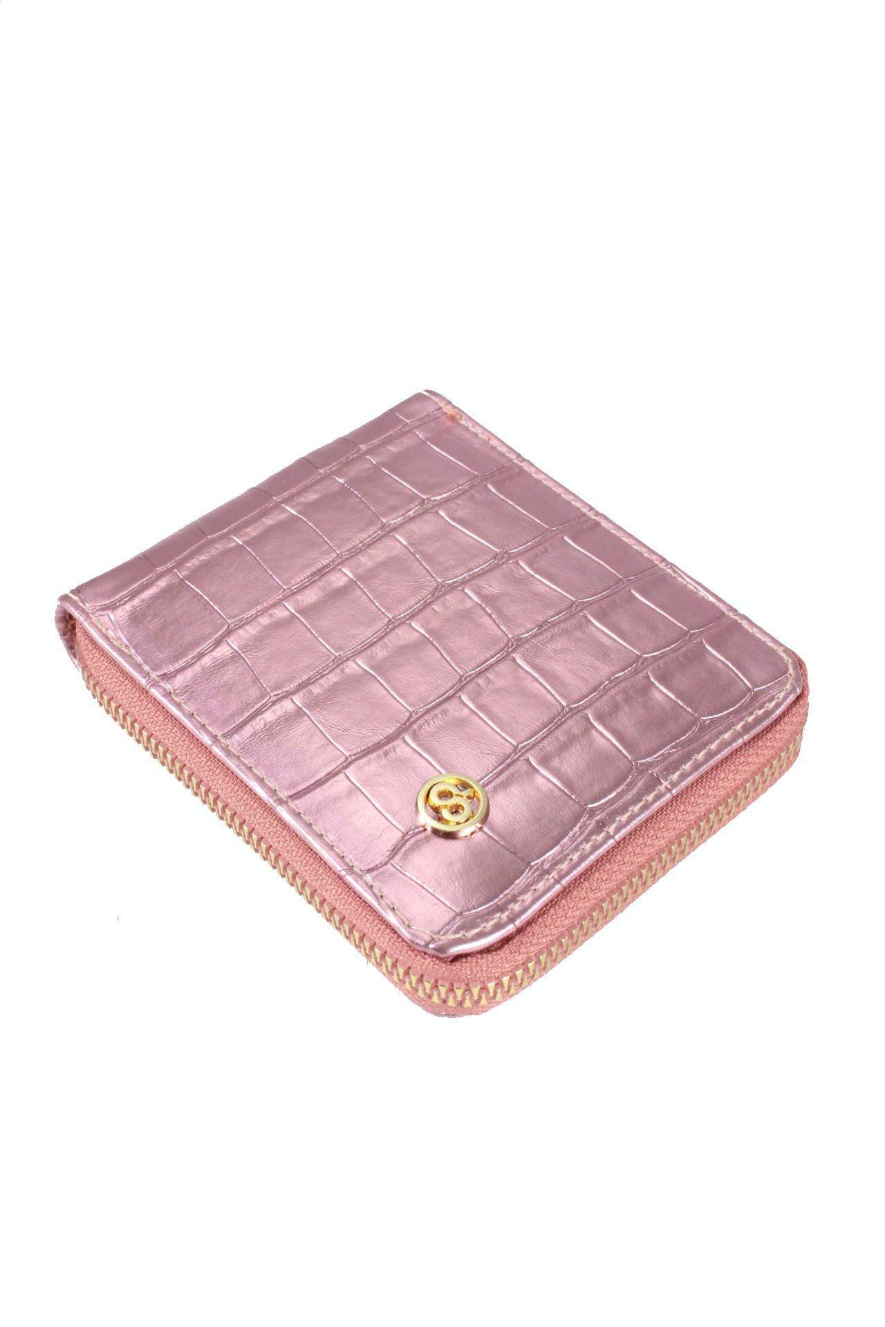 OLLBAG 1055 Suni Deri Kadın Cüzdan Kroko Gül Kurusu