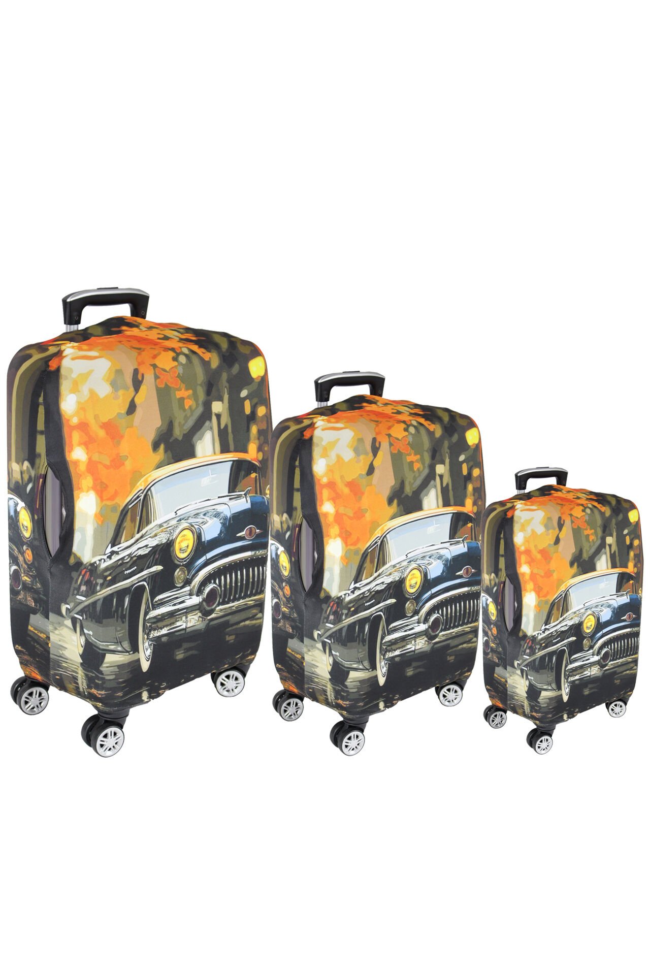 (My#104 Antika) VALİZLER İÇİN KILIF SETİ (KABİN ORTA VE BÜYÜK)