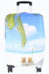 (My#94 Şezlong Palmiye) VALİZ İÇİN KILIF Kabin Boy - Şezlong Palmiye