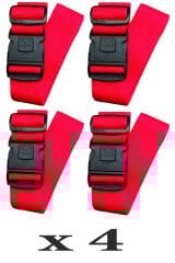 Metropolitan Valiz Bavul Çanta Emniyet Kemeri-Kırmızı, Kilitli, 4 Adet